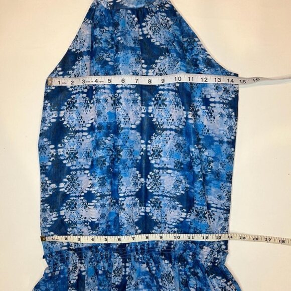 GUESS Halter Neck A-Line Tiered Flow Flippy Fit&Flare Lined chiffon Dress Sz 10 - Picture 8 of 14